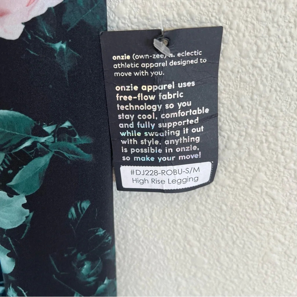 New Onzie Hot Yoga High Rise Legging 228 Rose Bud Floral Print NWT Casual Women - Picture 6 of 10